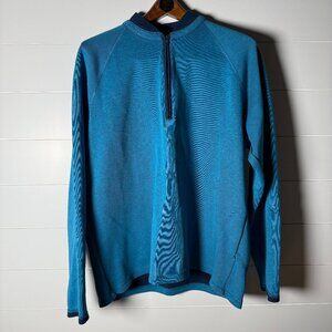 Adidas Quarter Zip Turquoise & Navy Long Sleeve Sweatshirt Size XL
